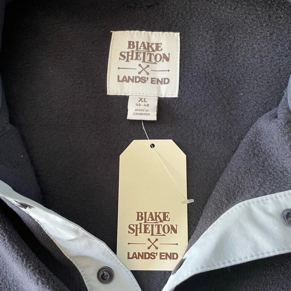 NWT Men's Blake Shelton & Lands End collection XL Dark Grey/Grey Fleece